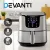 Devanti 7L Air Fryer with LCD Touch Control, Stainless Steel, 1700W Powerful 8-in-1 Cooking, Dishwasher Safe