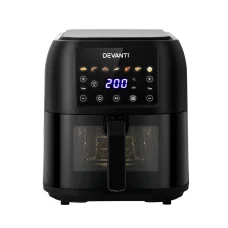 Devanti Air Fryer, Non-Stick 8L, Black, 1700W LCD Touch Control, Oil-Free Cooking with 7 Presets and Dishwasher-Safe
