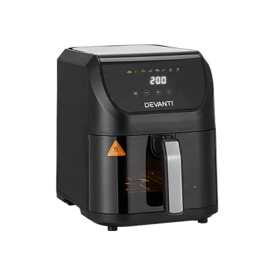 Devanti 5L Air Fryer, 1500W with LCD Touch, 8 Cooking Modes, Auto-Off, Timer, Non-Stick, 360° Airflow,