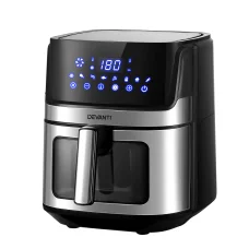 Devanti 6.5L Air Fryer with LCD Touch Panel, Clear Window, 1700W Power, Oil-Free Cooking, Dishwasher-Safe Components