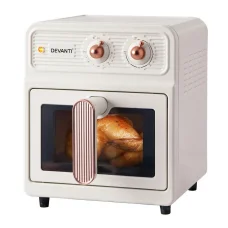 Devanti 6L Air Fryer, 1700W, Knob Control, Cream - Morandi Design, 360° Circulation, Adjustable Temp, Dishwasher Safe