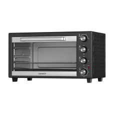 Devanti 60L Convection Oven Electric Fryer 2000W, Stainless Steel, Rotisserie, Timer, Portable, Black/Silver