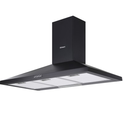 Devanti Range Hood, Black Powder-Coated Steel, 900mm, Wall Mounted, High Performance, 3-Speed, LED Lighting Devanti Range Hood, Black Powder-Coated Steel, 900mm, Wall Mounted, High Performance, 3-Speed, LED Lighting