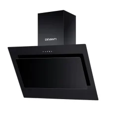 Devanti 900mm Black Tempered Glass Range Hood - Wall-Mounted, Side-Draft Design, 3-Speed Touch Controls, LED Lights