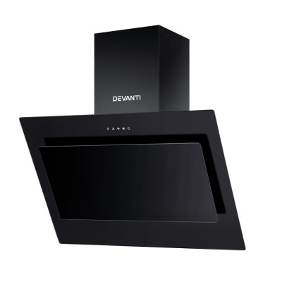 Devanti 900mm Black Tempered Glass Range Hood - Wall-Mounted, Side-Draft Design, 3-Speed Touch Controls, LED Lights Devanti 900mm Black Tempered Glass Range Hood - Wall-Mounted, Side-Draft Design, 3-Speed Touch Controls, LED Lights