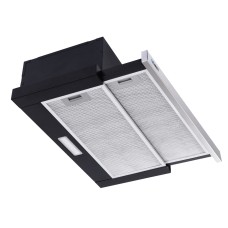 Devanti 600mm Stainless Steel Slide-Out Range Hood – High Performance, 2-Speed Motor, LED Light, 60cm, Black/Silver