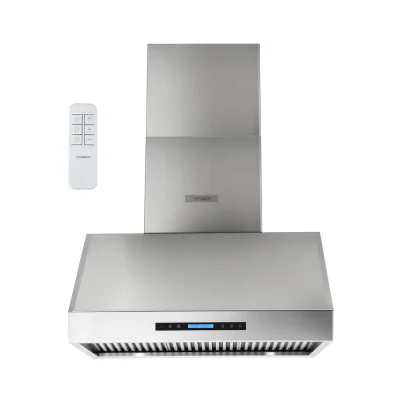 Devanti 900mm Wall-Mounted Range Hood - Stainless Steel, 3-Speed Fan, LED Display, Remote Control, 1000m³/hr Suction