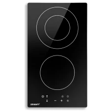 Devanti Electric Ceramic Cooktop, Black Glass, 30cm, 3200W, Touch Control, 3 Zones, Safety Features, Easy-to-Clean