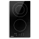 Devanti Electric Ceramic Cooktop, Black Glass, 30cm, 3200W, Touch Control, 3 Zones, Safety Features, Easy-to-Clean