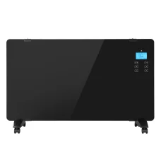 Devanti Electric Convection Heater, Glass & Metal, Black, 83x25.5x46.5cm, 2000W, Adjustable Thermostat, Remote Control