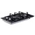 Devanti 30cm 2 Burner Gas Cooktop, Black Tempered Glass, Cast Iron Grates, Easy Ignition, LPG Compatible, 4.3kW Power