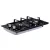 Devanti 30cm 2 Burner Gas Cooktop, Black Tempered Glass, Cast Iron Grates, Easy Ignition, LPG Compatible, 4.3kW Power
