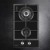 Devanti 30cm 2 Burner Gas Cooktop, Black Tempered Glass, Cast Iron Grates, Easy Ignition, LPG Compatible, 4.3kW Power