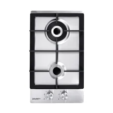 Devanti 30cm 2 Burner Gas Cooktop - Stainless Steel, Easy Ignition, Safety Features, LPG/Natural Gas Compatible