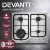 Devanti 60cm Gas Cooktop 4 Burner Stainless Steel, Cast Iron Grates, Wok Burner, Safety Lock, LPG Compatible
