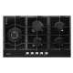 Devanti 90cm 5 Burner Gas Cooktop - Black Tempered Glass, Cast Iron Grates, LPG Compatible, Flame Safety, 11.1kW