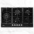 Devanti 90cm 5 Burner Gas Cooktop - Black Tempered Glass, Cast Iron Grates, LPG Compatible, Flame Safety, 11.1kW