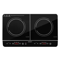 Devanti Induction Cooktop, Black Ceramic Glass, 60cm, Portable Cooker with 2 Zones, Touch Control, 3500W Power