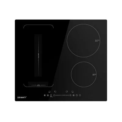 Devanti 60cm Induction Cooktop 4 Zone Electric Cooker, Black Ceramic Glass, Touch Control, 7400W, Built-In