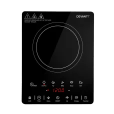 Devanti Electric Ceramic Cooktop, Black Glass, 30cm - 5 Modes, Touch Controls, Child Lock, 2000W, Safety Features