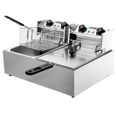 Devanti 20L Electric Commercial Deep Fryer Double Baskets 4400W - Stainless Steel, Quick-Heat, Dual Temp Control