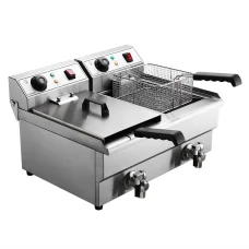 Devanti 20L Stainless Steel Commercial Deep Fryer - Double Baskets, Oil Taps, 6000W, Fast Heat, Safety Features