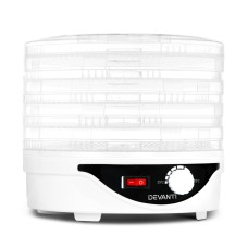Devanti 5 Trays Food Dehydrator White, Adjustable Temperature, Food Grade Plastic, Quiet Operation, 245W Jerky Dryer