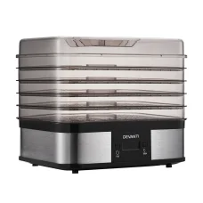 Devanti Food Dehydrator, Stainless Steel, 5 Trays, Silver - Nutrient-Rich Drying with Quiet, Energy-Saving Operation