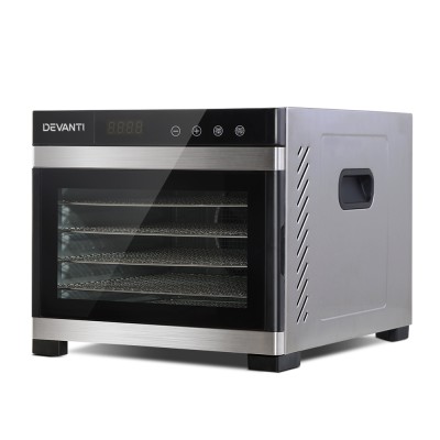 Devanti 6-Tray Food Dehydrator with LCD Control, Stainless Steel Body & Trays, Adjustable Timer & Thermostat, 420-500W Devanti 6-Tray Food Dehydrator with LCD Control, Stainless Steel Body & Trays, Adjustable Timer & Thermostat, 420-500W