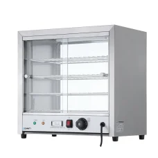 Devanti Commercial Food Warmer 54cm 4-Tier Tempered Glass Cabinet with Stainless Steel Trays & Adjustable Thermostat