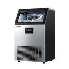 Devanti 45kg Commercial Ice Maker Machine Stainless Steel, 45 Cubes per Cycle, LED Control, Self-Cleaning, Black/Silver