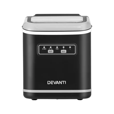 Devanti Portable Ice Maker Machine 12kg Daily Capacity 1.3L Water Tank Self-Cleaning Countertop Black