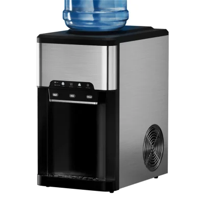 Devanti 3-in-1 Stainless Steel Ice Maker & Water Dispenser, 20kg/24hr, Hot & Cold Water, Child Safety Lock, Silver/Black