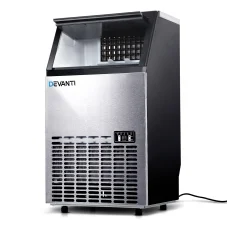 Devanti 60kg Stainless Steel Commercial Ice Maker - Adjustable Cube Thickness, Self-Cleaning, Energy Efficient