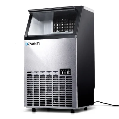 Devanti 60kg Stainless Steel Commercial Ice Maker - Adjustable Cube Thickness, Self-Cleaning, Energy Efficient