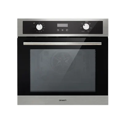 Devanti 80L Electric Built-In Wall Oven - Stainless Steel, Convection Grill, 8 Auto Functions, Easy Clean, 2200W