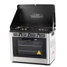 Devanti Portable Gas Oven and Stove, Stainless Steel, Silver, 53.5x30x46cm, Outdoor Cooking, LPG Compatible