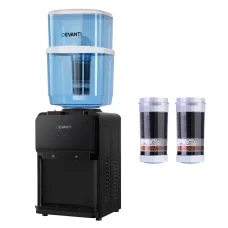 Devanti 22L Bench Top Water Cooler Dispenser, Black - Hot & Cold, 7-Stage Purifier, Child-Lock, Safety Features