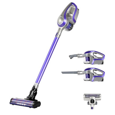 Devanti Cordless 150W Stick Vacuum Cleaner, Purple/Grey - Motorized Roller, HEPA Filter, 25 Min Runtime