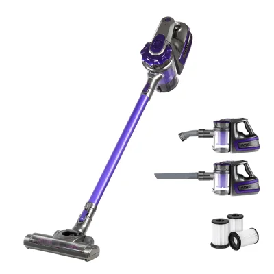 Devanti Cordless Stick Vacuum Cleaner - 150W, 8000Pa Suction, HEPA Filter, 2000mAh Battery, Purple, 35 Min Runtime