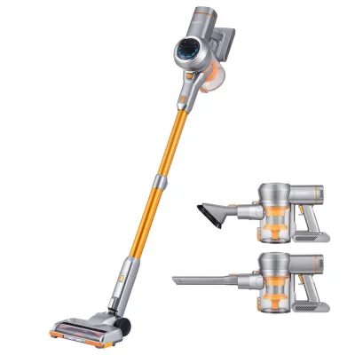 Devanti 300W Golden Cordless Stick Vacuum Cleaner | Self-Standing, Brushless Motor, LED Display, HEPA Filter, 2200mAh