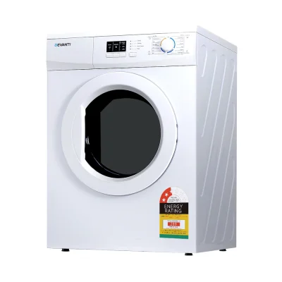 Devanti 7kg Vented Tumble Dryer White, Stainless Steel Drum, Humidity Sensor, Digital Controls, Delay Start, Anti-Crease
