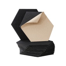 Alpha Acoustic Foam Panels, High-Density Soundproofing, 12pcs, 35x30x0.9cm, Black, Noise Absorption, Self-Adhesive
