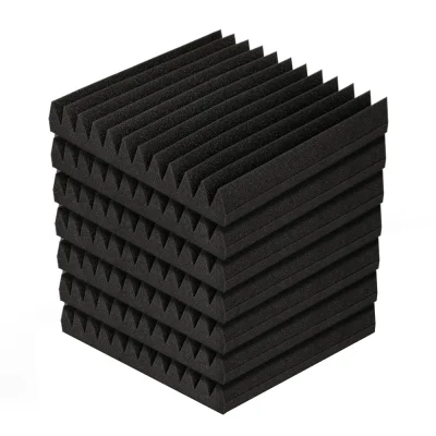 Alpha Acoustic Foam Panels, High-Density Wedge, Black, 30x30x5cm, Set of 60, Soundproofing for Studios & Home Theaters