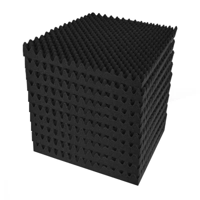 Alpha Acoustic Foam Panels, Eggshell Design, 50x50x5cm, Black, 40pcs Set, High-Density Soundproofing for Studios