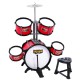 Keezi 7-Piece Kids Drum Set - PVC Finish, Red, 3+ Years, Includes Bass, Toms, Cymbal, Drumsticks, Stool - EN71 Certified