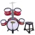 Keezi 7-Piece Kids Drum Set - PVC Finish, Red, 3+ Years, Includes Bass, Toms, Cymbal, Drumsticks, Stool - EN71 Certified