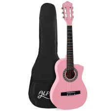 Alpha 34 Inch Classical Guitar, Laminated Linden, Pink, Perfect Beginner Kids Gift, Nylon Strings, Easy Travel Size