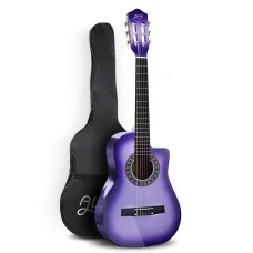 Alpha 34 Inch Classical Guitar, Laminated Linden, Purple, Beginner Kids Gift, Nylon String, with Carry Bag and Picks