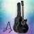 Alpha Acoustic Guitar, Laminated Linden, 38 Inch, Black, Steel Strings, Cutaway Design, Stand & Accessories Included